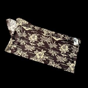 Y2K Leilani Sarong Wrap Cover Up Brown Cream Tropical Hibiscus USA Made OS